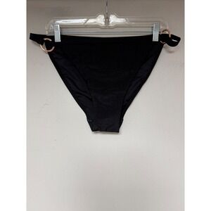 CCX Bikini Bottom Women Size 18 Black New Greta Bik Pant Rose Gold Ring Hardware